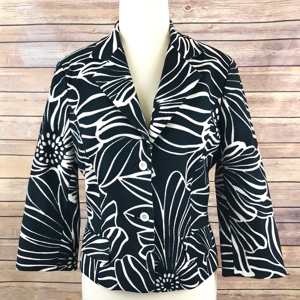 Abstract Floral Fully Lined Fitted Jacket